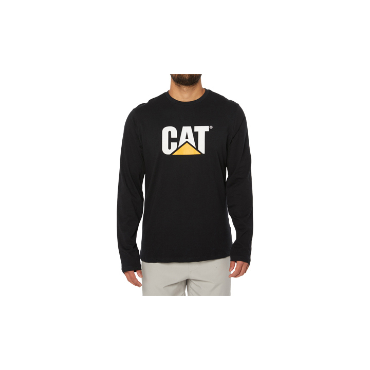 Caterpillar Original Fit Ls Logo Philippines - Mens T-Shirts - Black 14687PWBX